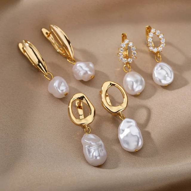 87022-2c63e5.jpg Boucles d'oreilles circulaires pour femmes, Vintage, Punk, Baroque, perles, Clip d'oreille en acier inoxydable, bijoux pour femmes, Imitation de perles, cadeau Mujer