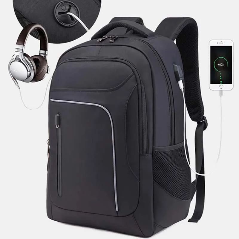 

Waterproof Oxford cloth backpack 2019 new casual USB men's backpack 17 inch simple business computer bag large capacity travel b