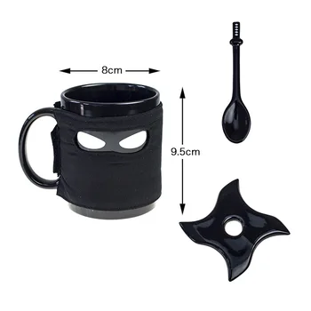 

Thumbs up ninja mug with coaster mixing spoon removable thermal insulation cup cover