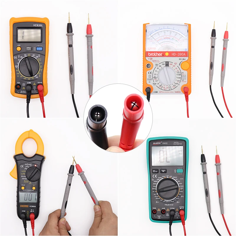 1 pair Digital Multimeter probe Soft-silicone-wire Needle-tip Universal test leads with Alligator clip For LED tester Multimetro