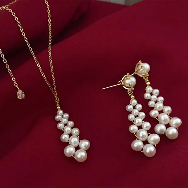

Butterfly Home Gift Good Products Freshwater Pearl Necklace Ear Stud Set Classic Style Fashion Explicit Elegant Ymtz30i30ie