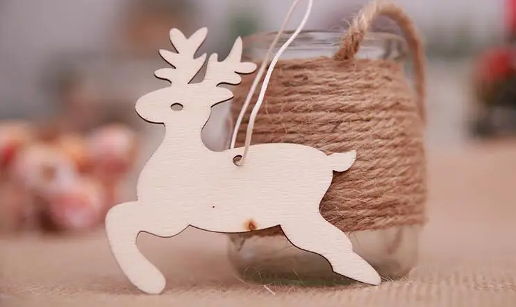 Kids diy gift Wooden angel New Year snowflake Christmas Pendants Craft Christmas Tree Decoration For Home Navidad Ornaments