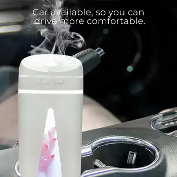 

350ml Portable Humidifier Car Home Mist Maker Air Humidifier Purifier with Romantic Light Essential Aroma Oil Diffuser