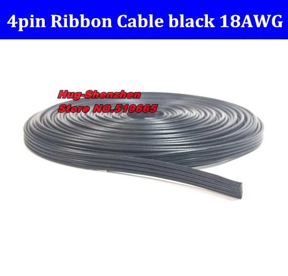 Высококачественный 4-контактный черный 18AWG ленточный кабель для самодельных