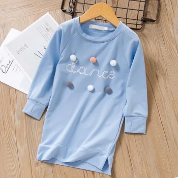 

fashion girl 2020 new autumn and winter girls dress long sleeve letter print girl dress pure cotton straight dress girl clothes