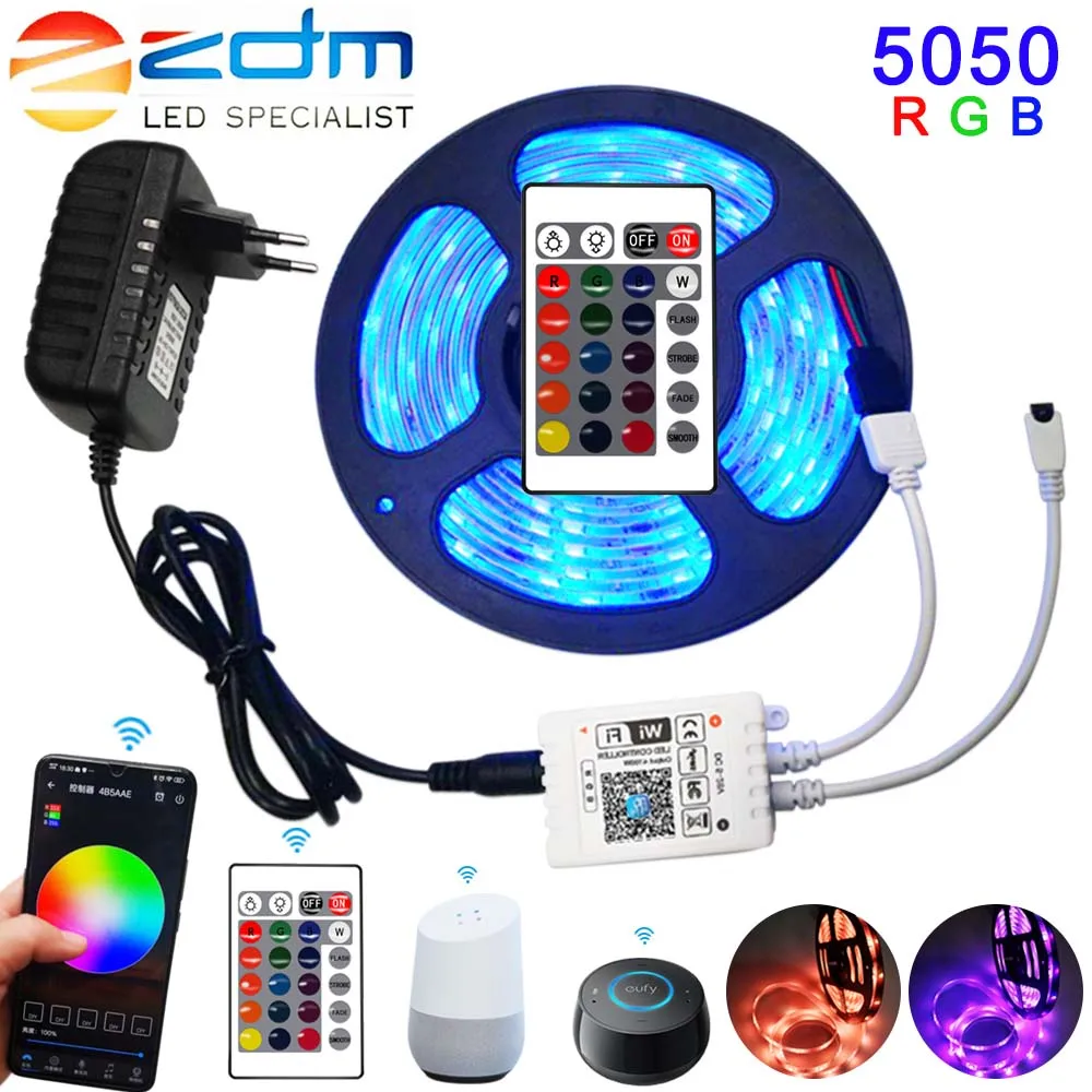 

LED Strip Light RGB 5050 SMD 2835 Flexible Ribbon fita led light strip RGB 5M 10M 15M Tape DC 12V WiFi Remote Adapter Waterproof