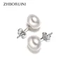 ZHBORUINI Pearl Earrings 925 Sterling Silver Jewelry For Women 7-10mm Oblate Stud Earring Natural Freshwater Pearl Jewelry Gift ► Photo 2/6