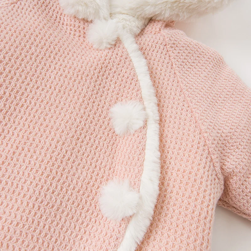 DB11464 Dave bella winter new born baby unisex solid hooded padded jumpsuits infant toddler clothes children romper 1 piece