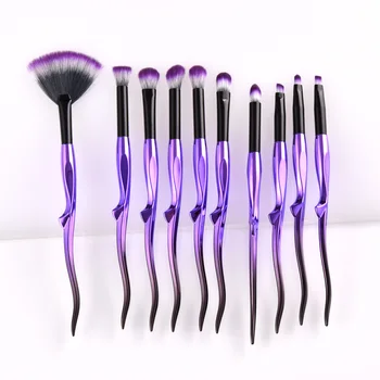 

10Pcs fashion portable professional set brush makeup brush purple black fan-shaped brush set loose powder brush highlight brush