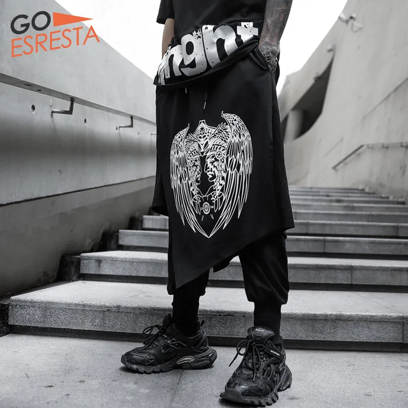 

Baggy Hip Hop Cargo Pants Men Streetwear Splice Wing Printing Casual Harem Trousers Summer Joggers Harajuku Tide Mens Pants