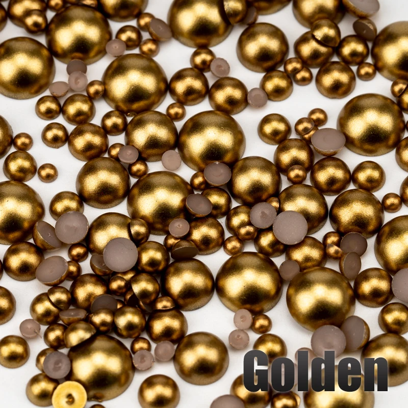 Multicolor Half Round Flatback Imitation Pearls for DIY Crafts and Nail Art