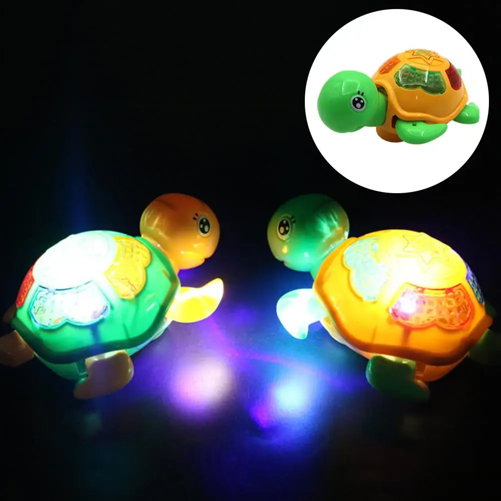 

Cute 360 Degree Rotation Electric Tortoise LED Flashing Music Toy Kids Gift improve children's good hearing and vision