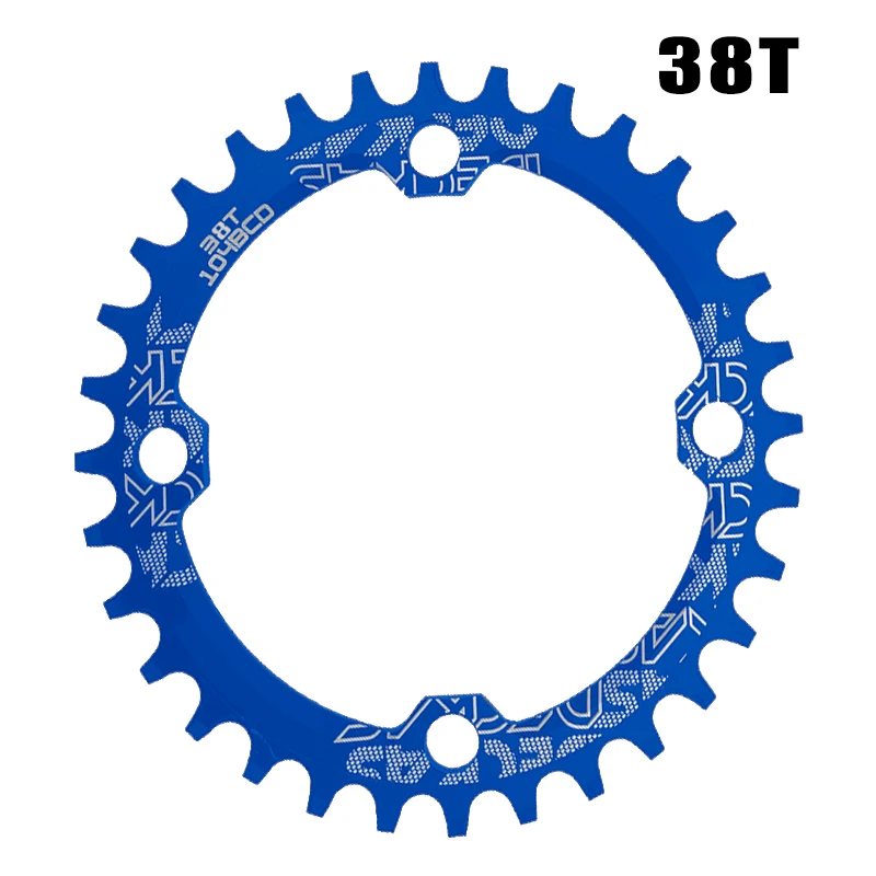 104BCD овальная цепь колеса узкая широкая цепь MTB болты горный велосипед 32T 34T 36T 38T шатуны один зуб пластина часть - Цвет: oval 38T blue