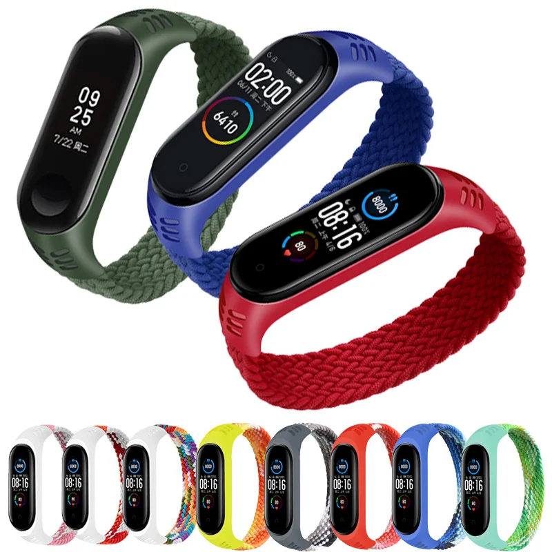 Браслет Correa для Mi band 4 6 нейлоновый Плетеный соло-браслет Miband4 Miband5 смарт-браслет