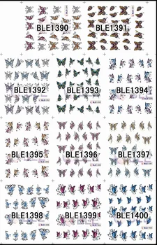 

BLE Series 12pcs Nail Stickers Set Water Transfer Decals Slider For Nails Art 3d nail decoration transfer foil