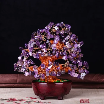 

Crystal Money Tree For Wealth Good Luck Feng Shui Table Decoration Birthday Colorful Gift Living Room Ornament Mini Bonsai Style