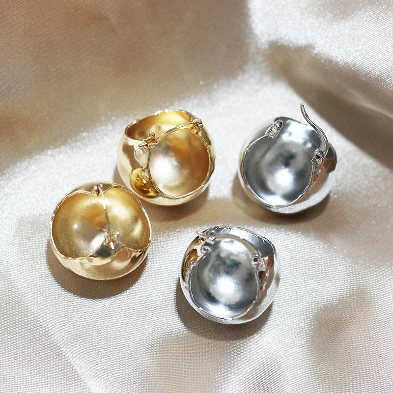 Модные корейские золотистые и Серебристые серьги SRCOI с полушариковыми кольцами