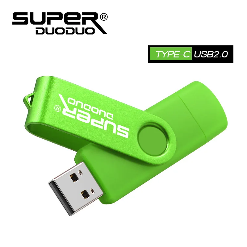 OTG USB флеш-накопитель для huawei P30, samsung S10 S9 S8 USB 2,0 type-c флеш-накопитель USB C карта памяти 256 ГБ 128 ГБ - Цвет: green