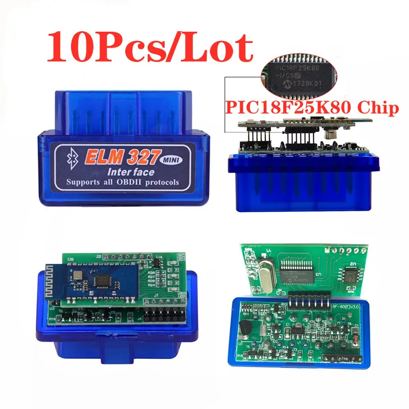 2021 Bluetooth 2 PCB ELM327 V1.5 PIC18F25K80 Chip Car OBD2 Interface Code Reader Works on Android Scan Tool car battery trickle charger Code Readers & Scanning Tools
