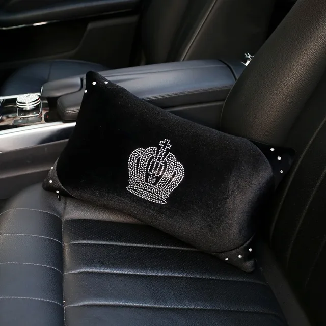 Velvet Bone Shaped Car Cushion Headrest Pillow with Bling Crown – Carsoda