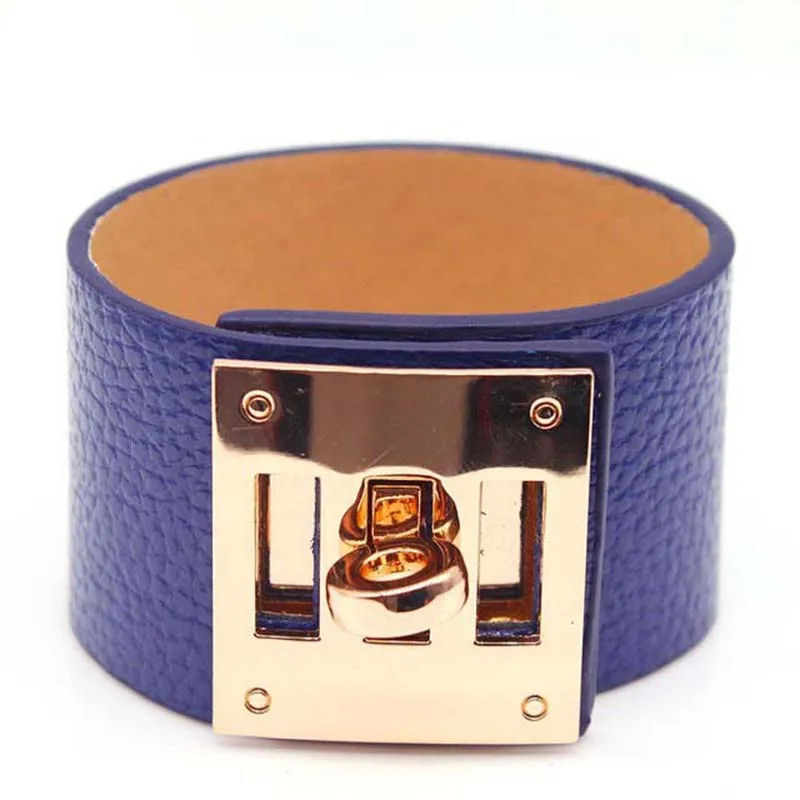 Gold Wrap Leather Bracelets Wide Wrist Femme Jewelry Gifts leather bracelet