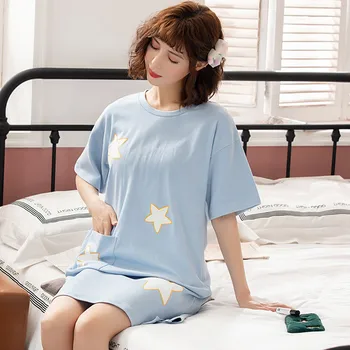 

Comfortable nightdress cotton short-sleeved women's nightdress cute new lounge nightdress girl nightdress casual loose