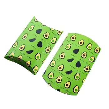 

10 Pcs/set Simple Fruit Avocado Candy Boxes Kraft Paper Bags Pillow Shape Box Present Packaging Pouch Birthday Party Supplies