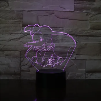 

3D Led Creative Atmospheres Desk Cute Elephant Lamp Modelling Night Lights 7 Color Change Decoration Children Bedside Lightings