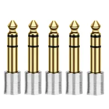 

Audio Jack 6.35mm Male To 3.5mm Female Metal Adapters Wire Connectors HiFi Stereo Converter Bright Copper Plugs Silver 5pcs