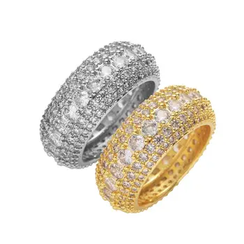 

Miami Cuban Rings Men's Ring Gold Color Iced Out Full Zircon Hip Hop RING Rock Jewelry 2020 New Arrival Drop Shipping