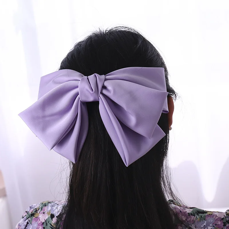 

Gentle Spring-colored Temperament Satin Oversized Bow Hairpin Hair Clip Card Back of The Head Clip Hair Ornament