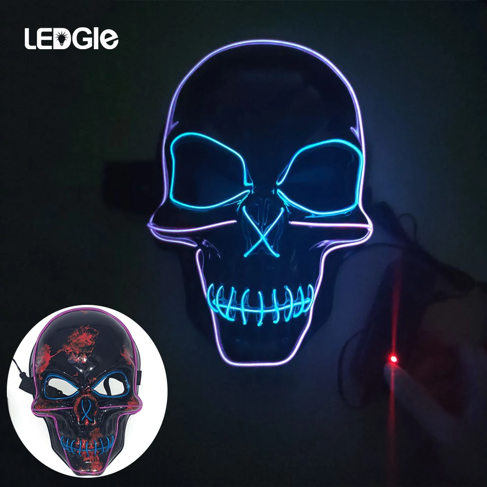 Светодиодный светильник GLE для Хэллоуина маска лица неоновая косплея ужасов