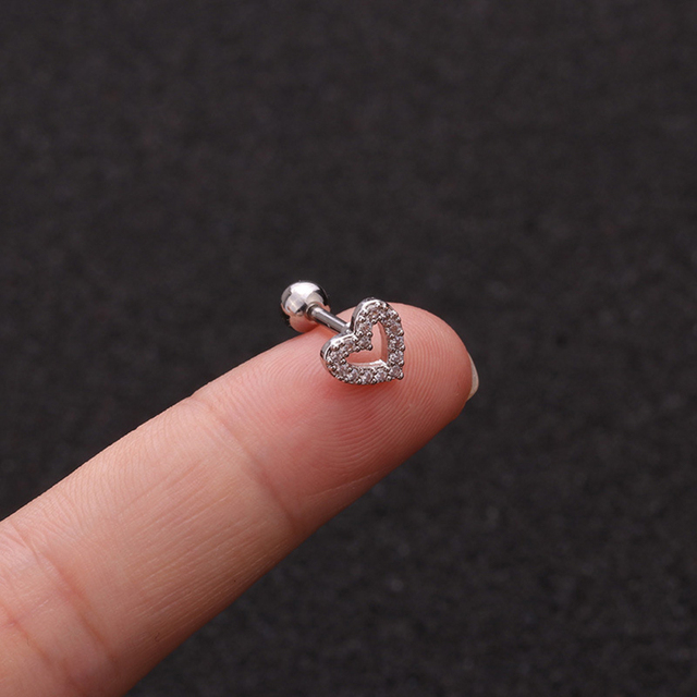 Star Heart Cross Flower Crown Bar Cartilage Piercing Stud Helix Jewelry Tragus Conch Rook Earlobe Screw Back Earring