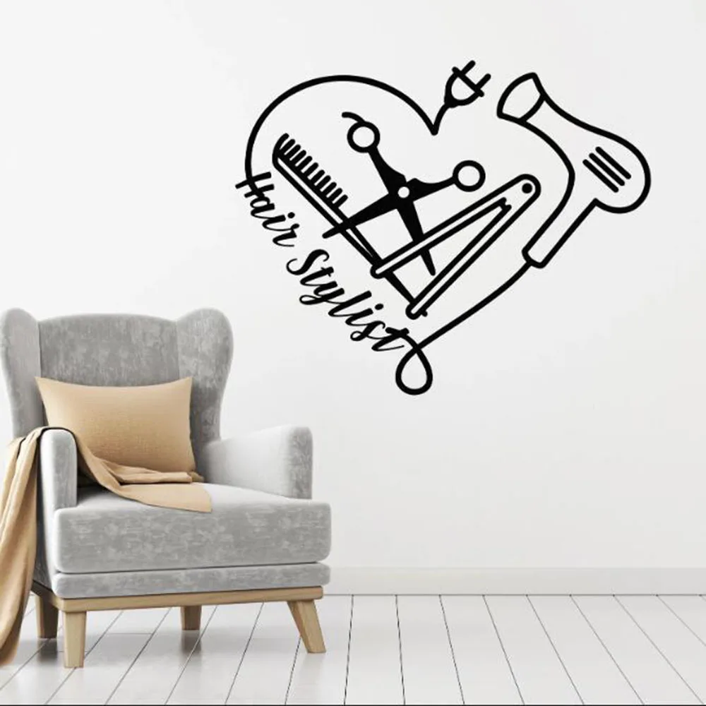 Barber Tools Stickers Mural Vinyl Wall Decal Comb Scissors Hairdryer Hair  Stylist Wall Tattoo Decor Removable Bedroom P154 - Wall Stickers -  AliExpress