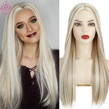 

AZQUEEN Synthetic Hair Wig Long Straight Blonde Ombre Color Hair Wigs Brazilian Wigs For Women Heat Resistant Cosplay Daily Wig