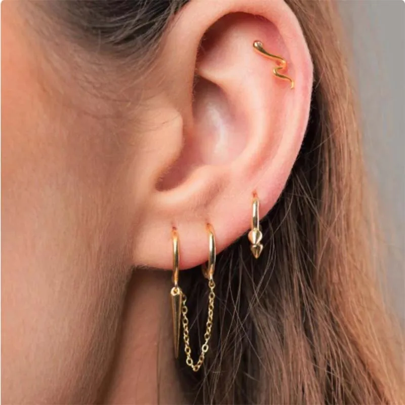 ピアス D SQUARED2 EARRING WITH CHAIN RINGS (ERW0134_37200001F215) Amazon.com: Connected earrings, gold Huggies Hoop & cubic