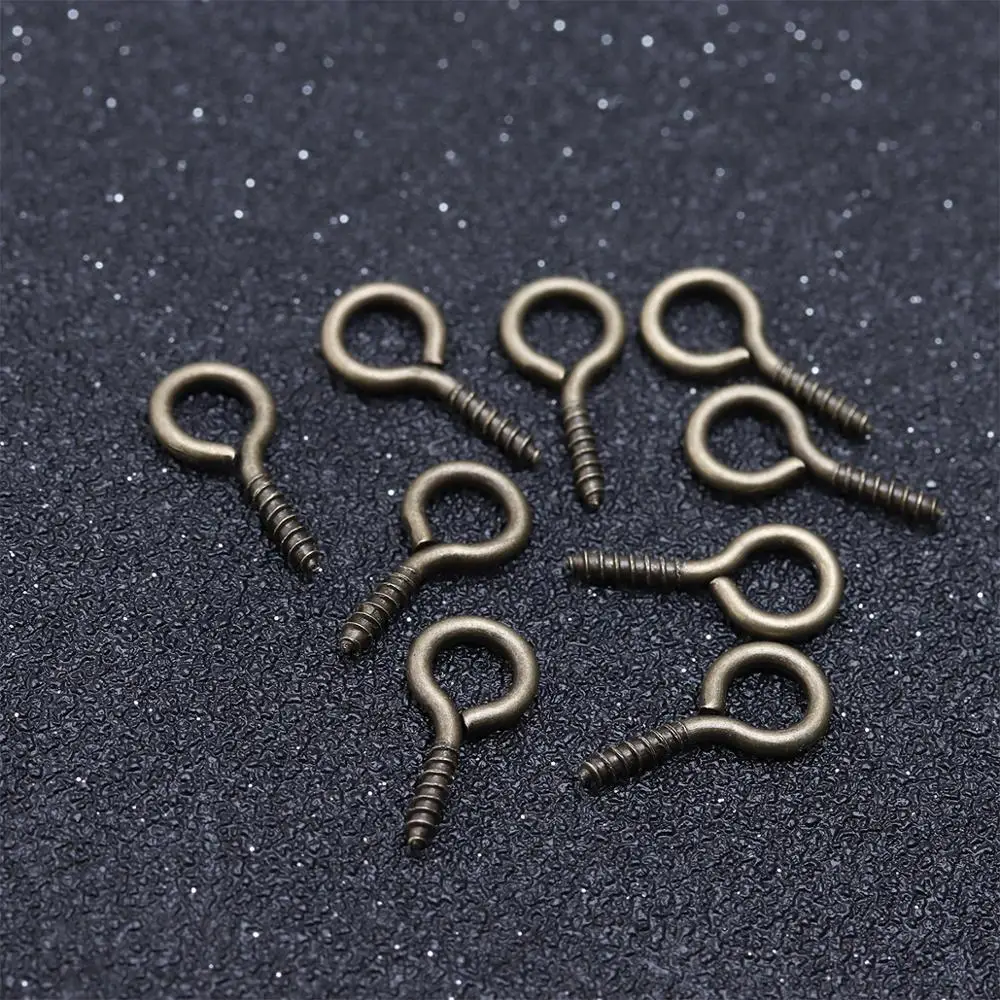 200pcs Small Tiny Mini Eye Pins Eyepins Hooks Eyelets Screw Threaded Gold  Color Clasps Hooks Jewelry Findings For Making DIY