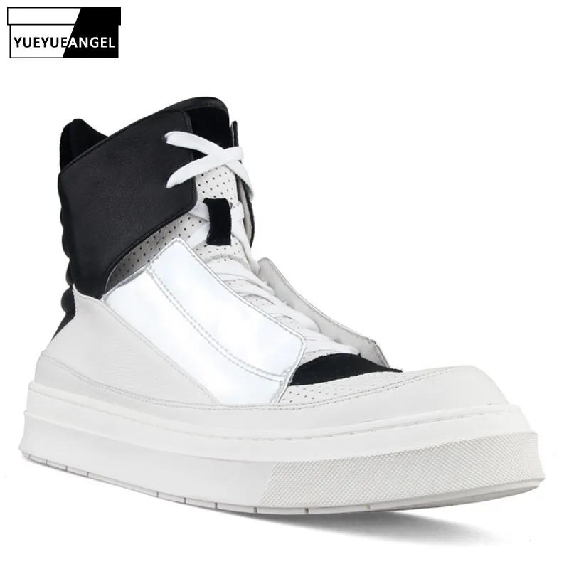 Мужские повседневные кожаные высокие туфли в стиле хип-хоп разных цветов с