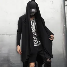Autumn winter men gotico punk rock trench coat long jacket cloak men vintage black hooded overcoat cardigan gothic style coats