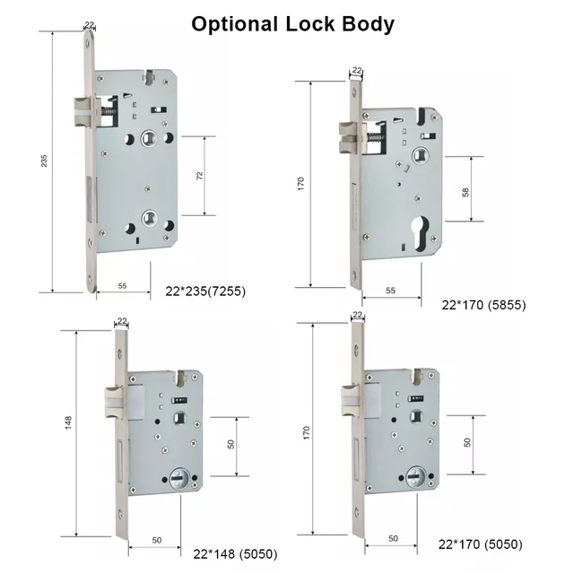 YOHEEN Fingerprint Lock Smart Card Digital Code Electronic Door Lock Bluetooth TTLock App Security Mortise Lock 5