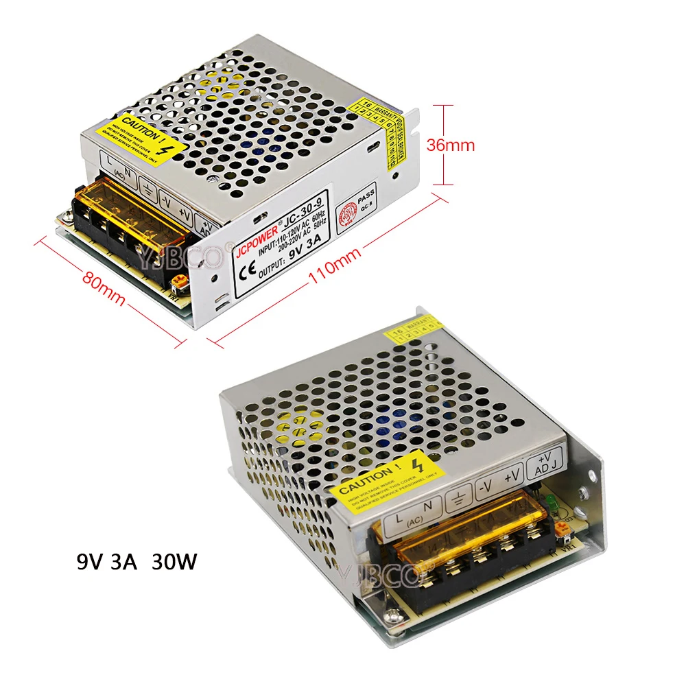 

DC9V Regulated Switching Power Supply 2A/3A/5A/22A/30A Swich Driver Transformer AC110V 220V to DC 9v For LED Strip Light CNC