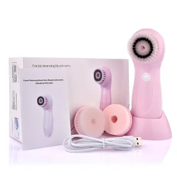 

3 Heads / Set Multifunctional Electric Face Cleanser Usb Rechargeable Facial Washing Brush Machine Face Skin Care Tools