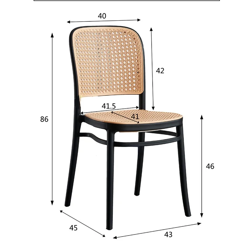 

Modern Plastic Rattan Dining Chairs for Kitchen Furniture Home Back Stackable Desk and Chair Simple Outdoor Rattan Dining Chair