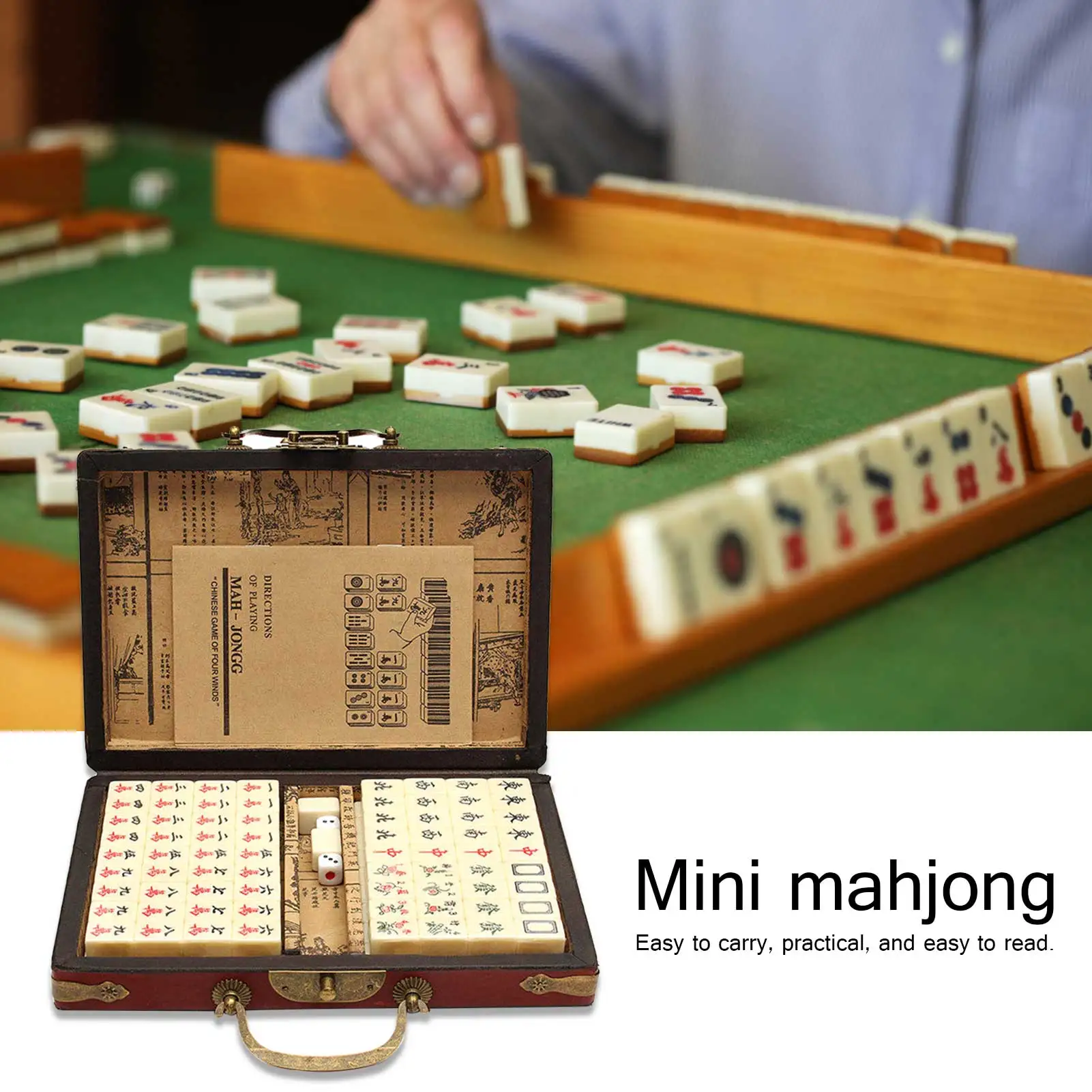 Mah-Jong Chinese Numbered Mahjong Set 144 Tiles Mah-Jong Set Portable Chinese Toy Party Gambling Game Board With Box 2
