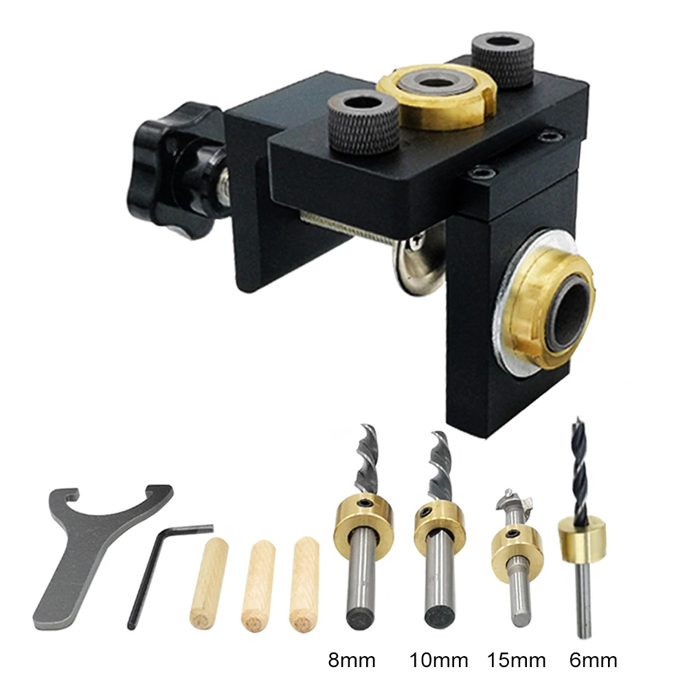 Doweling Jig Pocket Hole Jig Kit Wood Vertical Drilling Detachable Locator for Furniture Connecting Hole Puncher Carpentry Tools