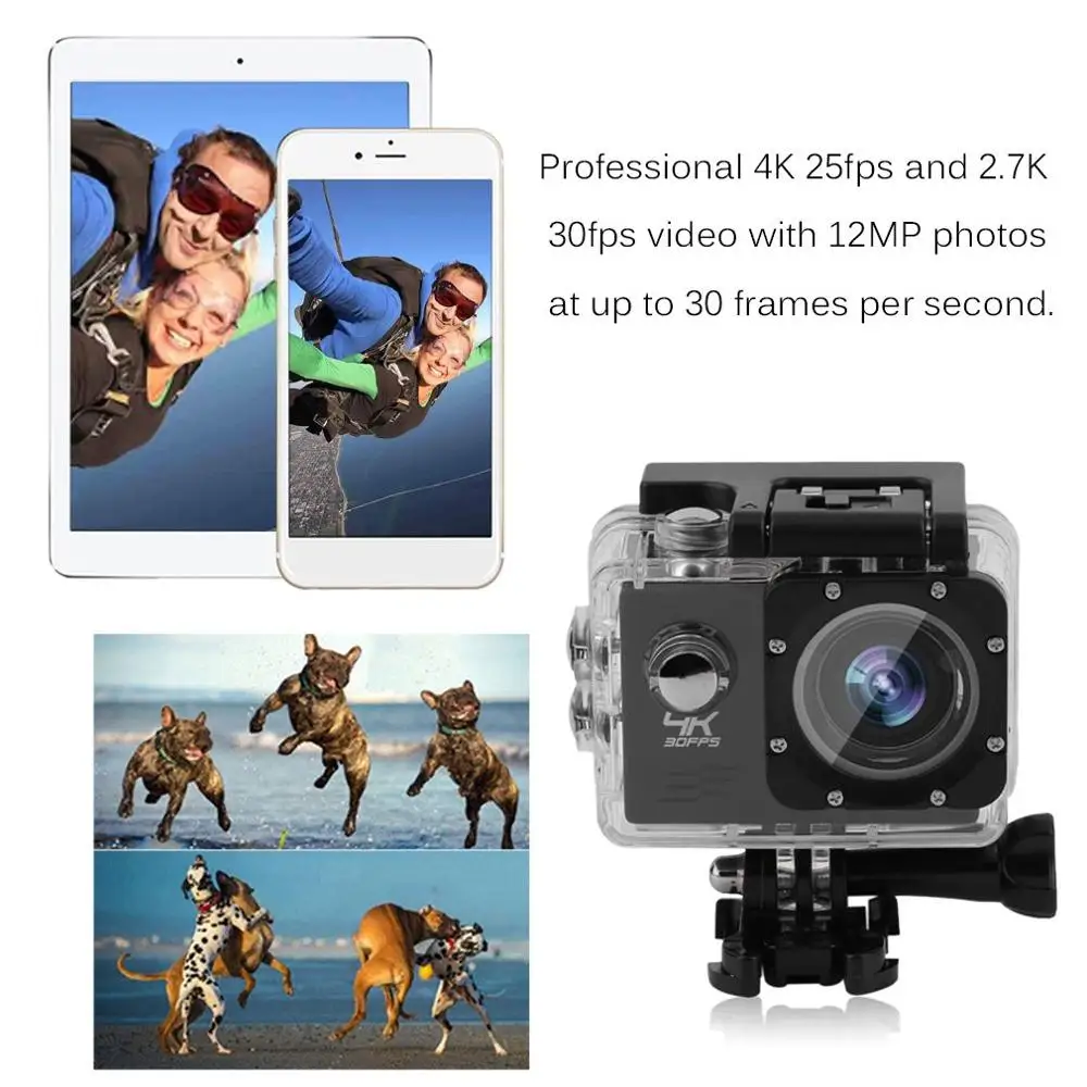 Профессиональная Экшн-камера EK7000 Ultra HD Беспроводная Водонепроницаемая 12MP Wifi Спортивная Экшн-камера DV видеокамера