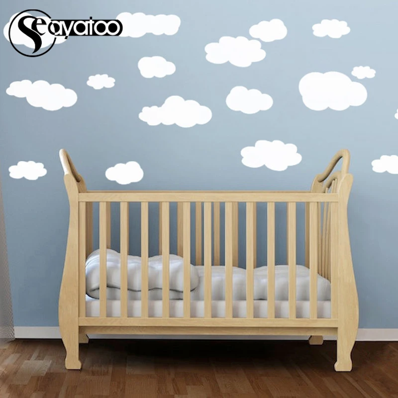 White Clouds Vinyl Wall Sticker Decal Removable Nursery Kids Baby Room Bedroom Stickers Home Decor | Дом и сад