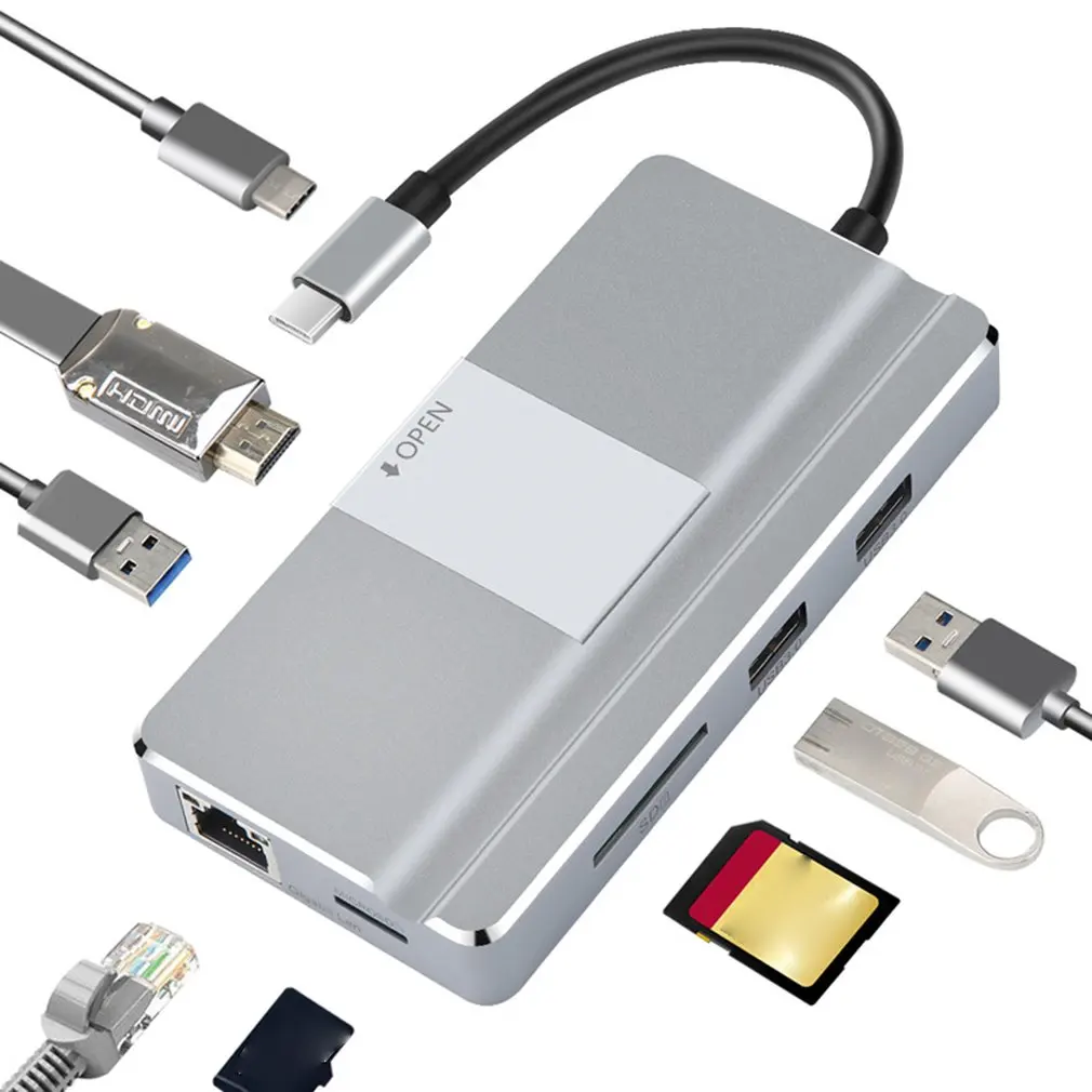Yc217 type-C концентратор док-станция 7 портов type c Расширение Hdmi низкая температура для Macbook аксессуары Usb