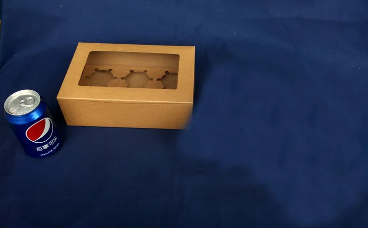 

500pcs 24*15.5*7.5cm 6 grid Brown Packaging Kraft Paper Muffin window Box For Candy\Cake\Dessert \party Packing boxes