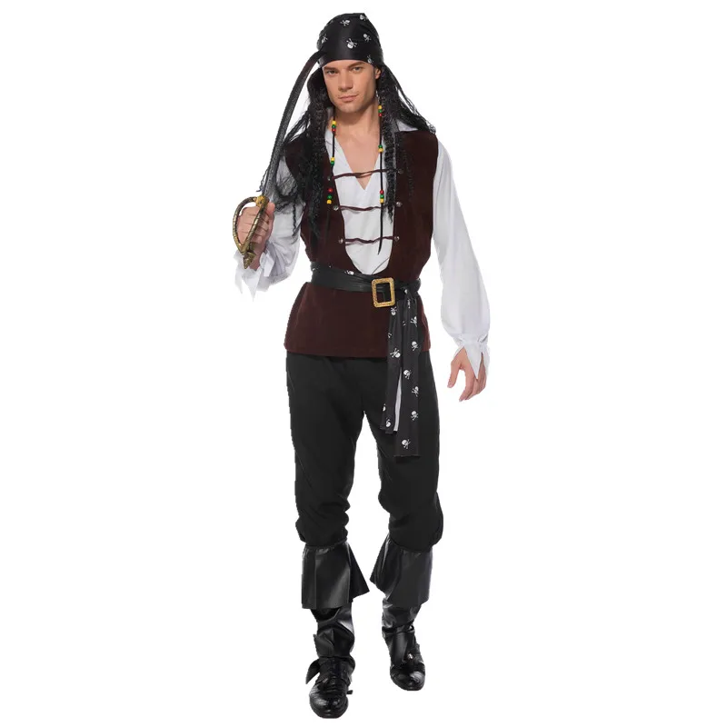 Halloween Men Pirates Jack Sparrow Cosplay Costume Masquerade Pirates Costumes